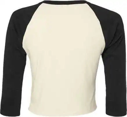 Bella + Canvas 1200 Women’s Micro Rib 34 Raglan Sleeve Baby Tee - Natural Black