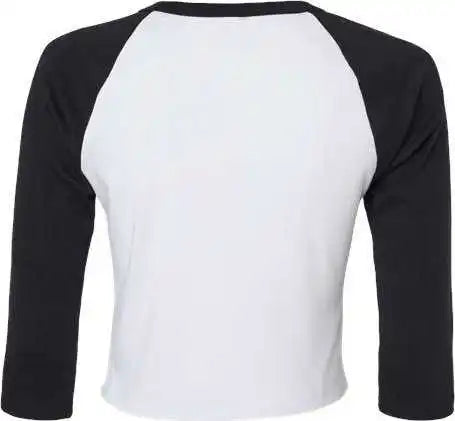 Bella + Canvas 1200 Women’s Micro Rib 34 Raglan Sleeve Baby Tee - White Black
