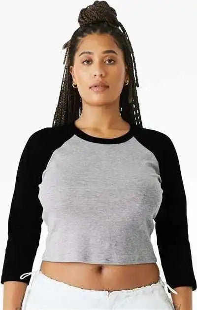 Bella + Canvas 1200 Women’s Micro Rib 34 Raglan Sleeve Baby Tee - Athletic Heather Black