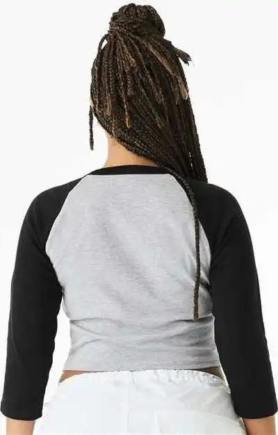 Bella + Canvas 1200 Women’s Micro Rib 34 Raglan Sleeve Baby Tee - Athletic Heather Black
