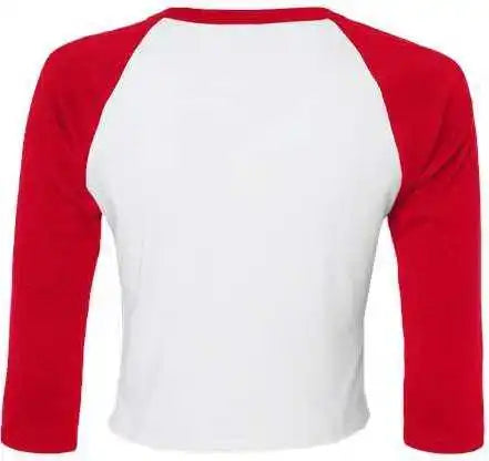 Bella + Canvas 1200 Women’s Micro Rib 34 Raglan Sleeve Baby Tee - White Red