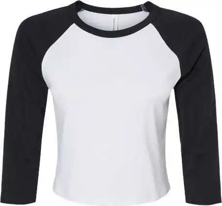 Bella + Canvas 1200 Women’s Micro Rib 34 Raglan Sleeve Baby Tee - White Black