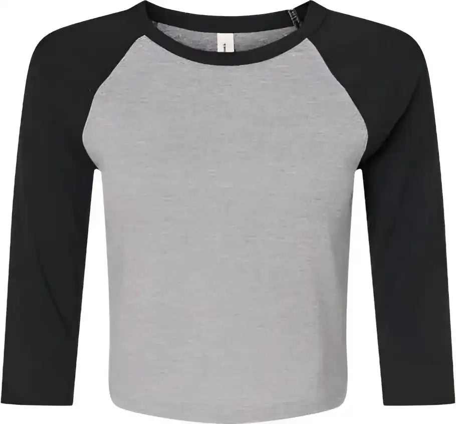 Bella + Canvas 1200 Women’s Micro Rib 34 Raglan Sleeve Baby Tee - Athletic Heather Black