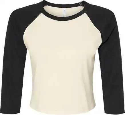 Bella + Canvas 1200 Women’s Micro Rib 34 Raglan Sleeve Baby Tee - Natural Black