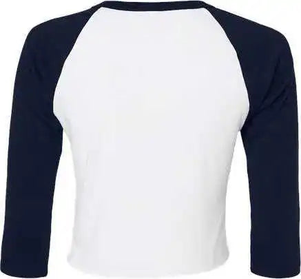 Bella + Canvas 1200 Women’s Micro Rib 34 Raglan Sleeve Baby Tee - White Navy