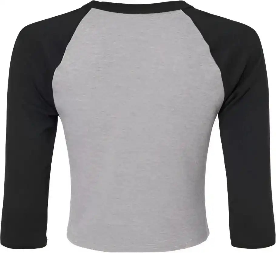 Bella + Canvas 1200 Women’s Micro Rib 34 Raglan Sleeve Baby Tee - Athletic Heather Black