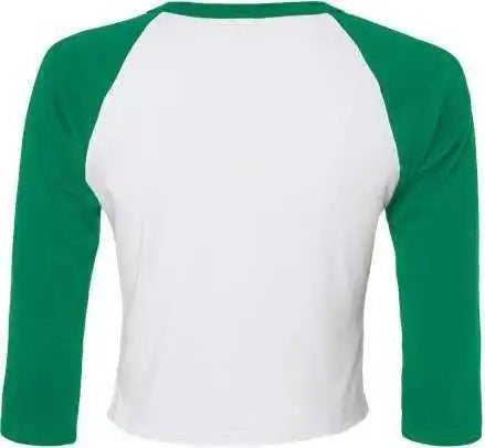 Bella + Canvas 1200 Women’s Micro Rib 34 Raglan Sleeve Baby Tee - White Kelly