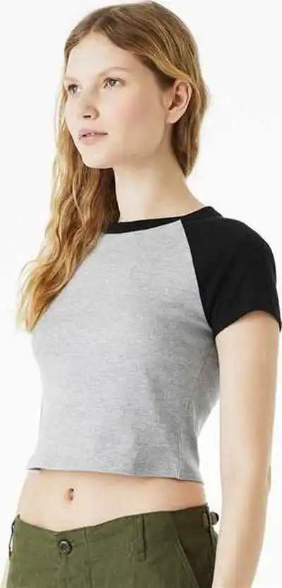 Bella + Canvas 1201 Women’s Micro Rib Raglan Baby Tee - Athletic Heather Black