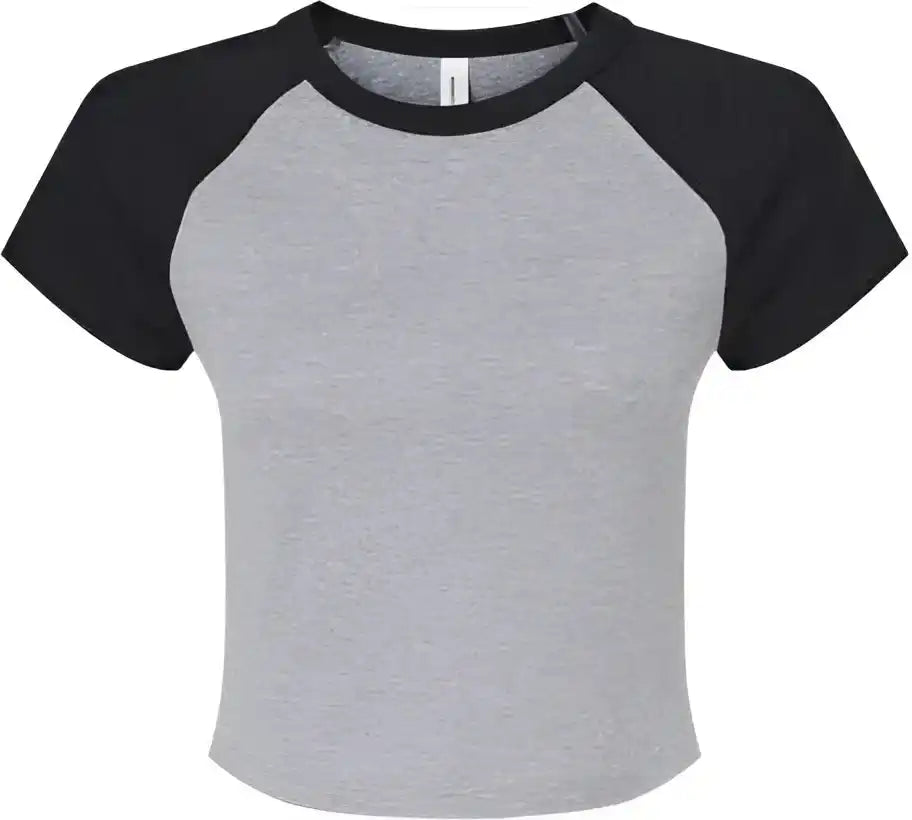 Bella + Canvas 1201 Women’s Micro Rib Raglan Baby Tee - Athletic Heather Black