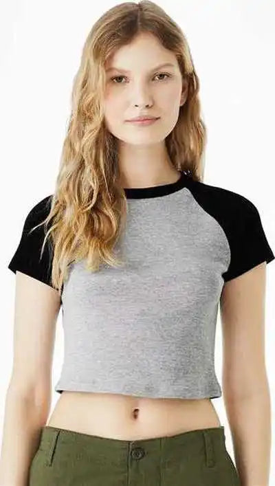 Bella + Canvas 1201 Women’s Micro Rib Raglan Baby Tee - Athletic Heather Black
