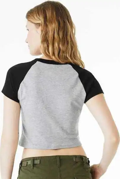 Bella + Canvas 1201 Women’s Micro Rib Raglan Baby Tee - Athletic Heather Black