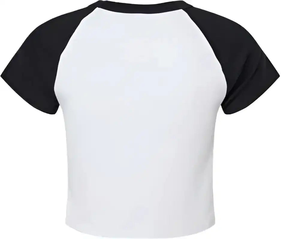 Bella + Canvas 1201 Women’s Micro Rib Raglan Baby Tee White Black