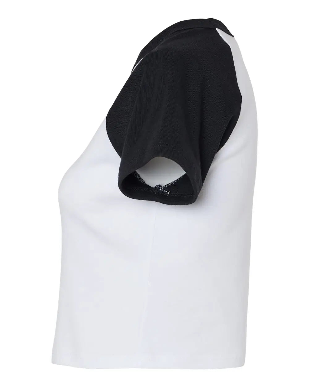 Bella + Canvas 1201 Women’s Micro Rib Raglan Baby Tee - White Black