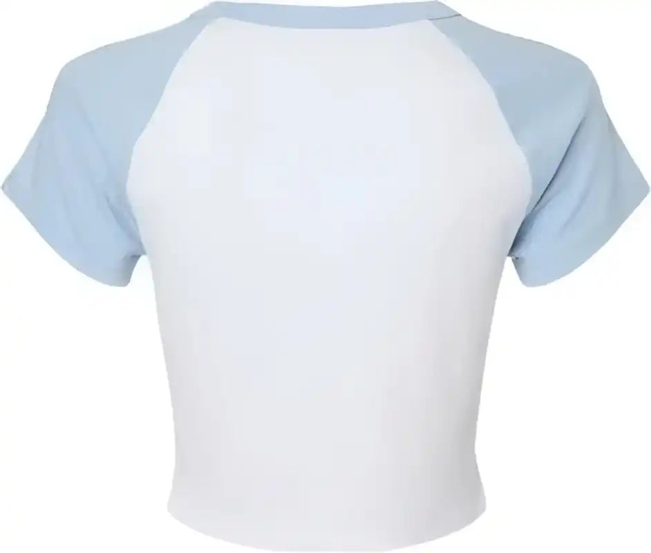 Bella + Canvas 1201 Women’s Micro Rib Raglan Baby Tee White Blue