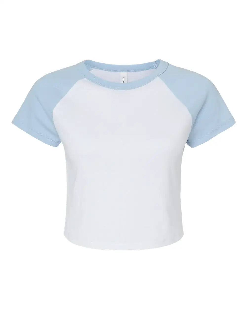 Bella + Canvas 1201 Women’s Micro Rib Raglan Baby Tee - White Blue - Xs