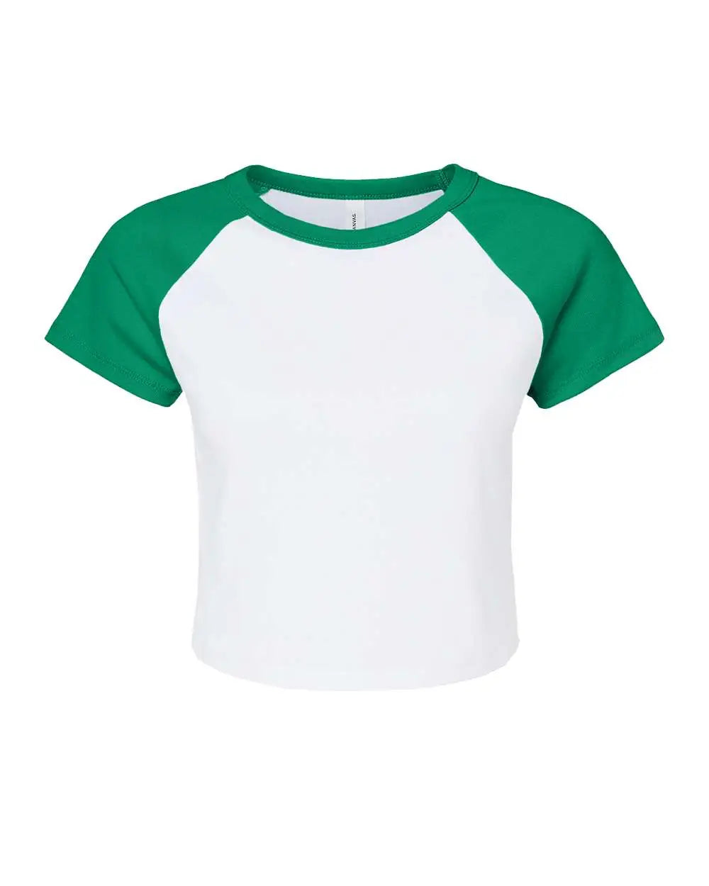 Bella + Canvas 1201 Women’s Micro Rib Raglan Baby Tee - White Kelly - Xs