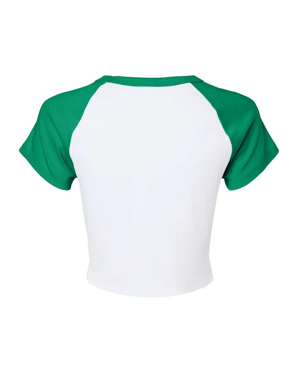 Bella + Canvas 1201 Women’s Micro Rib Raglan Baby Tee - White Kelly
