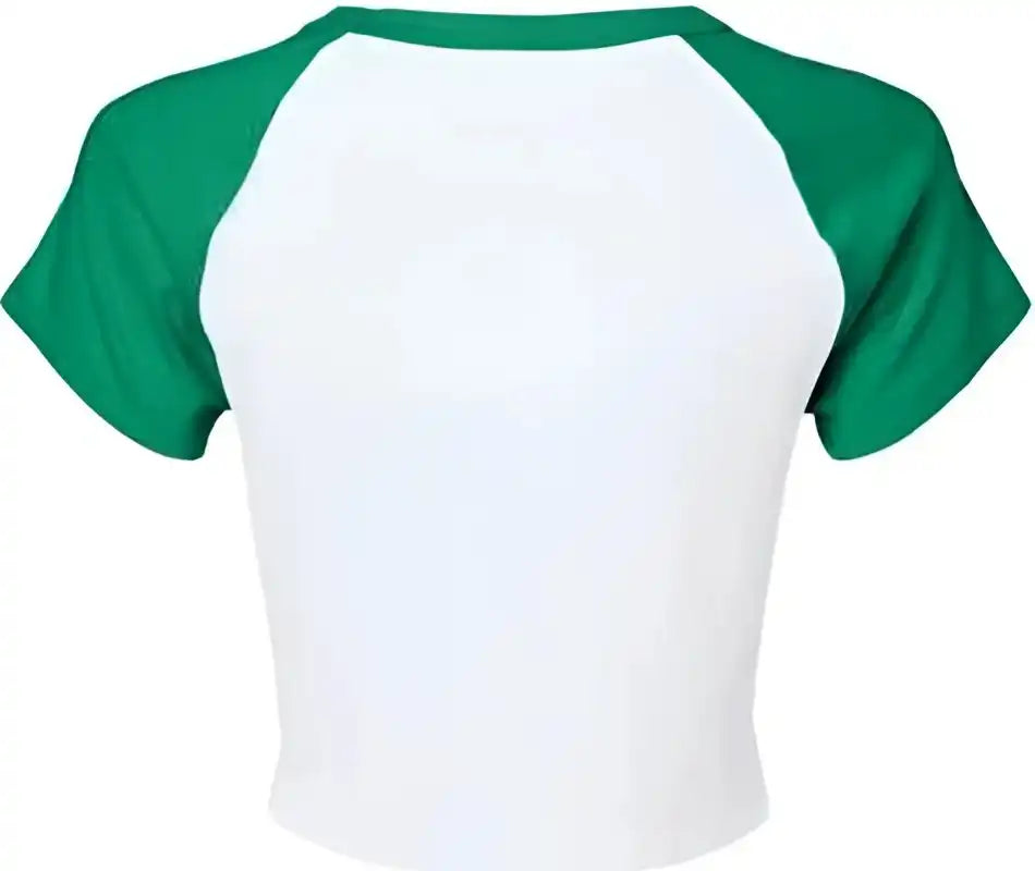 Bella + Canvas 1201 Women’s Micro Rib Raglan Baby Tee White Kelly