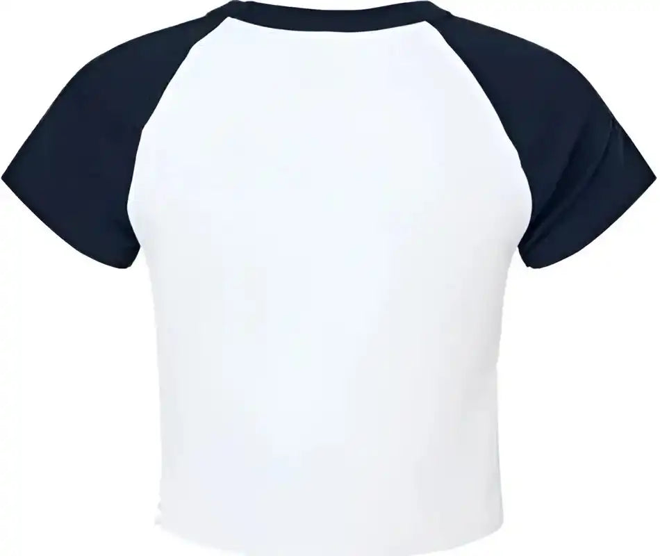 Bella + Canvas 1201 Women’s Micro Rib Raglan Baby Tee White Navy
