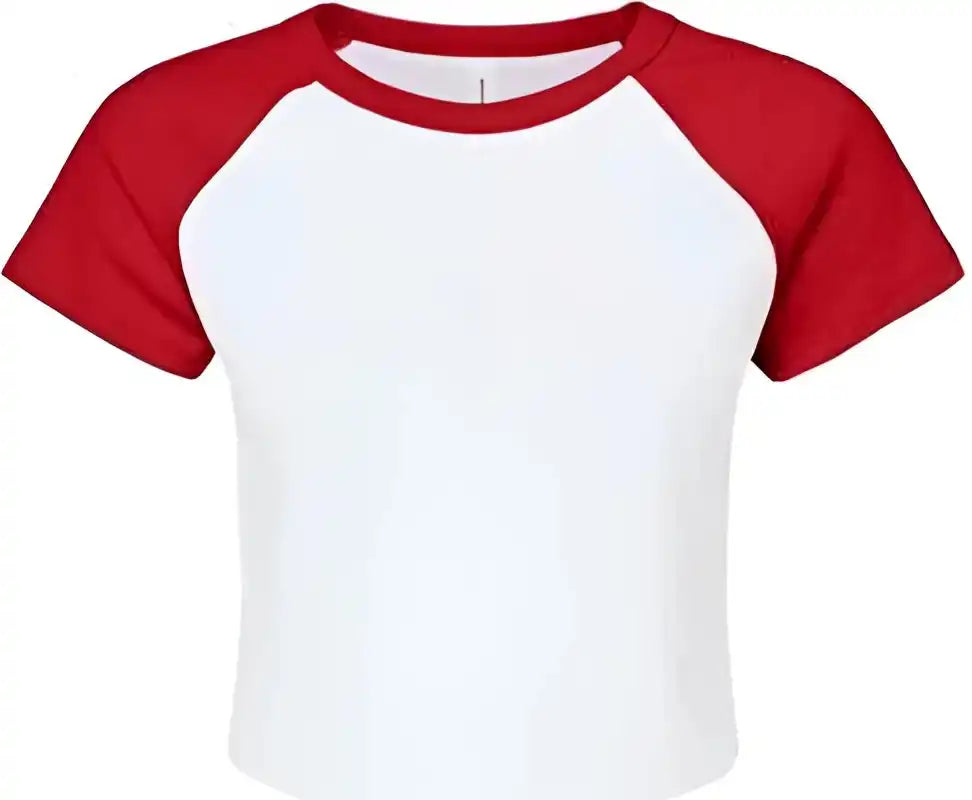 Bella + Canvas 1201 Women’s Micro Rib Raglan Baby Tee White Red