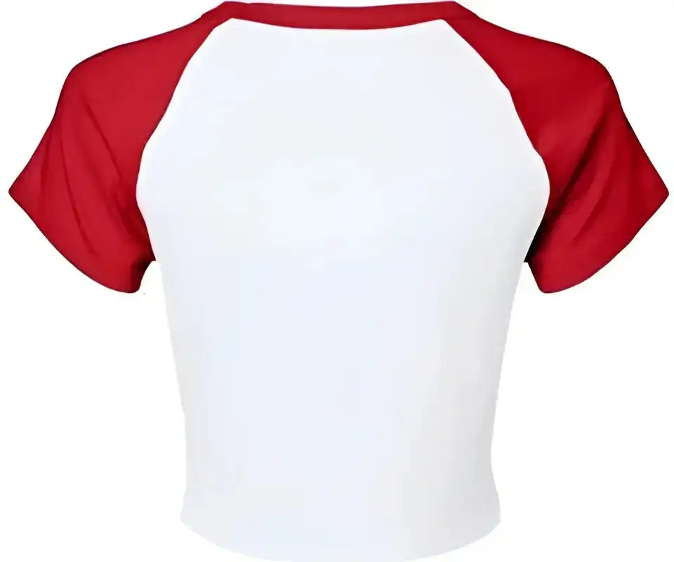 Bella + Canvas 1201 Women’s Micro Rib Raglan Baby Tee White Red