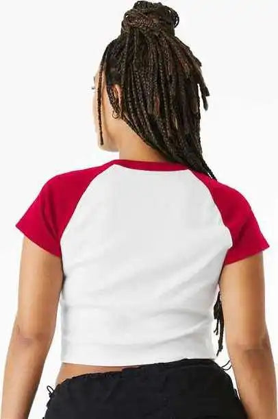 Bella + Canvas 1201 Women’s Micro Rib Raglan Baby Tee White Red