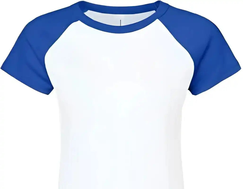 Bella + Canvas 1201 Women’s Micro Rib Raglan Baby Tee - White True Royal
