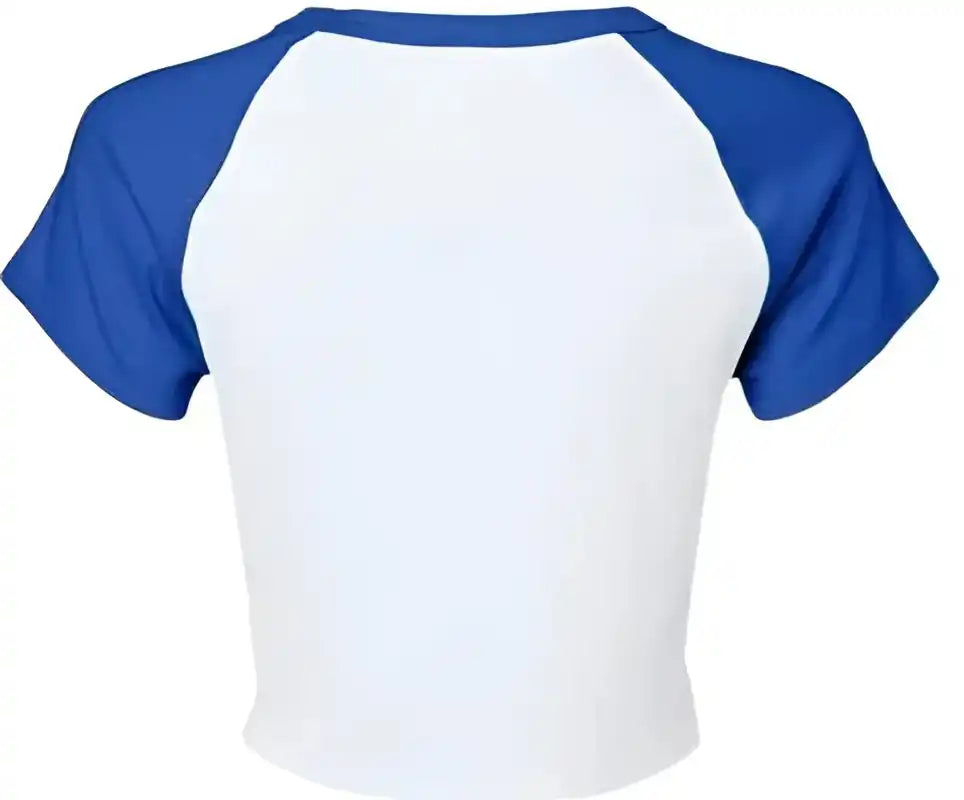 Bella + Canvas 1201 Women’s Micro Rib Raglan Baby Tee - White True Royal
