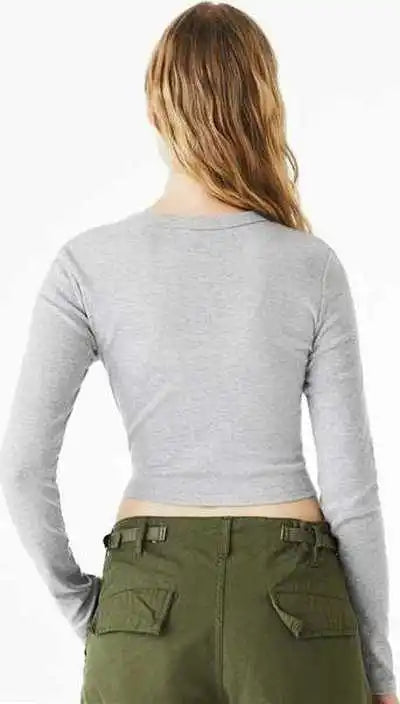 Bella + Canvas 1501 Women’s Micro Rib Long Sleeve Baby Tee Athletic Heather