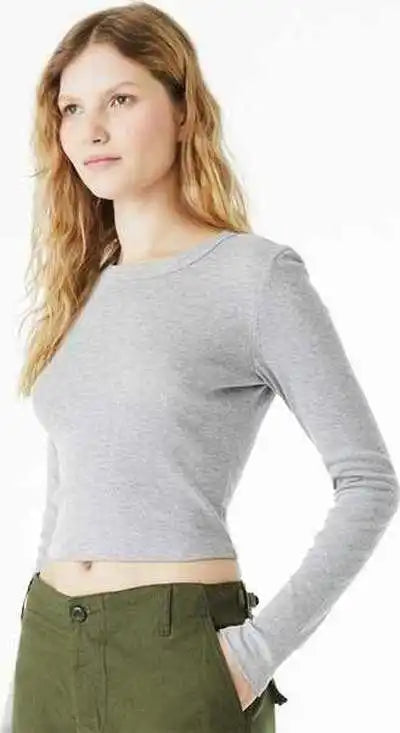 Bella + Canvas 1501 Women’s Micro Rib Long Sleeve Baby Tee Athletic Heather