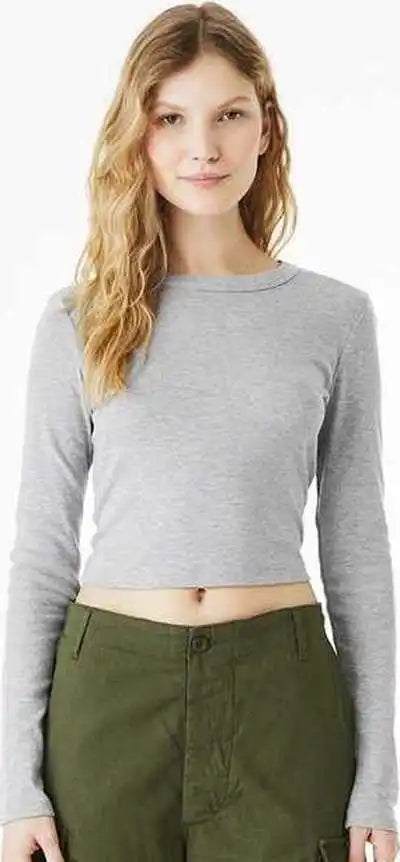 Bella + Canvas 1501 Women’s Micro Rib Long Sleeve Baby Tee Athletic Heather