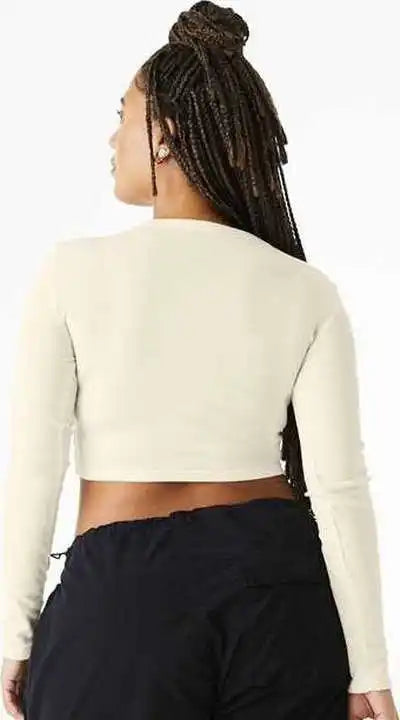 Bella + Canvas 1501 Women’s Micro Rib Long Sleeve Baby Tee Solid Natural Blend