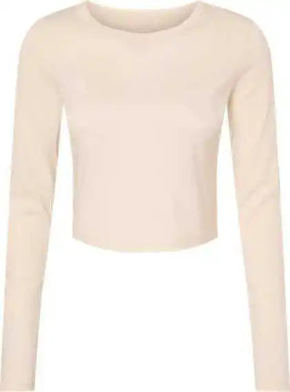 Bella + Canvas 1501 Women’s Micro Rib Long Sleeve Baby Tee Solid Natural Blend