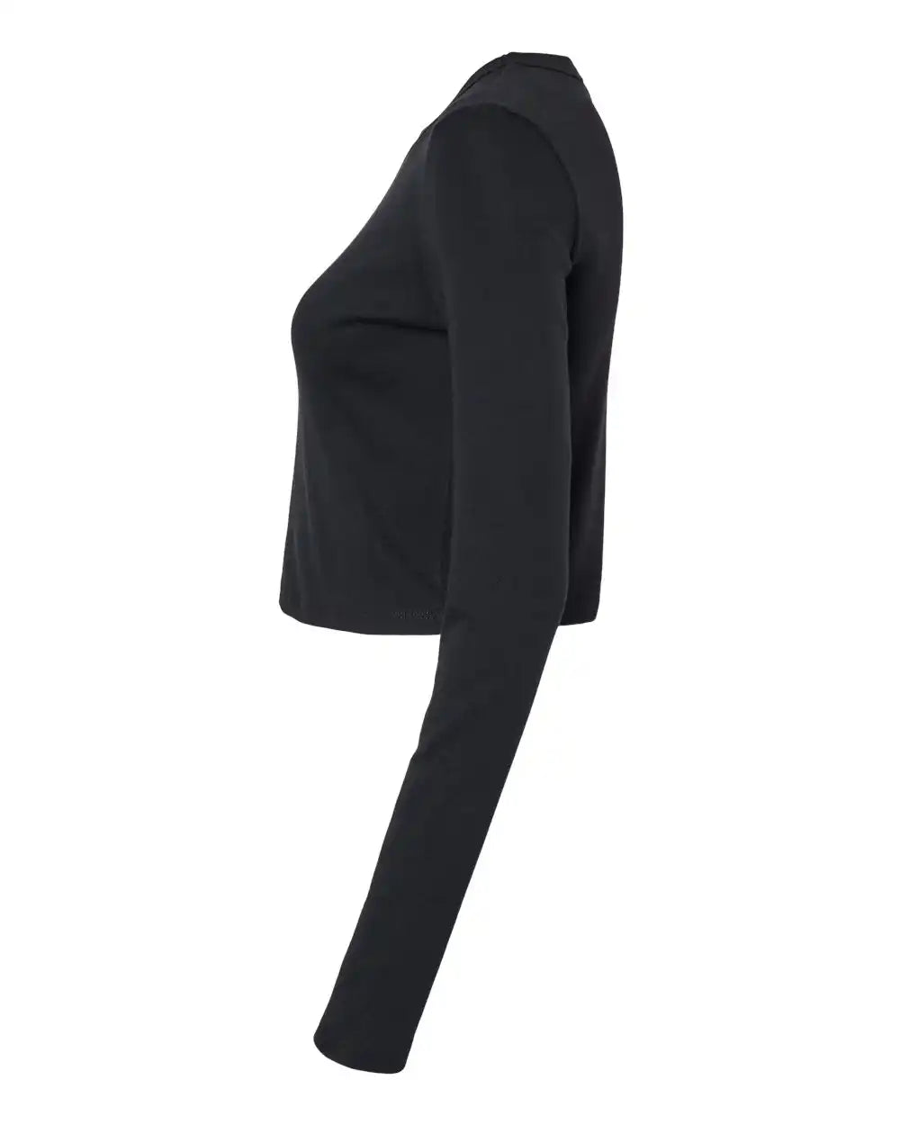 Bella + Canvas 1501 Women’s Micro Rib Long Sleeve Baby Tee - Solid Black Blend