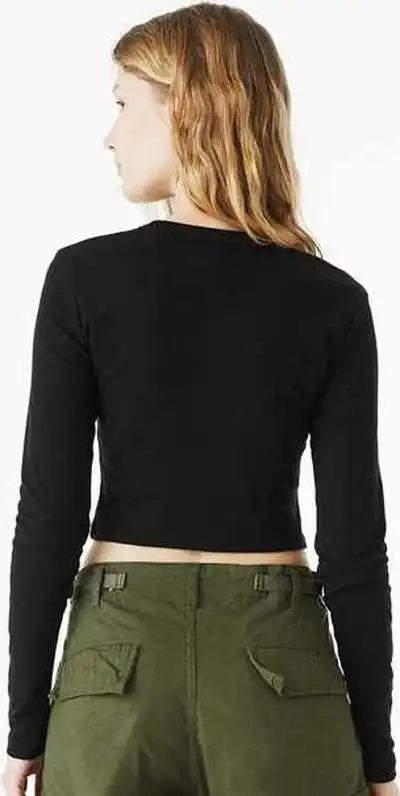 Bella + Canvas 1501 Women’s Micro Rib Long Sleeve Baby Tee Solid Black Blend