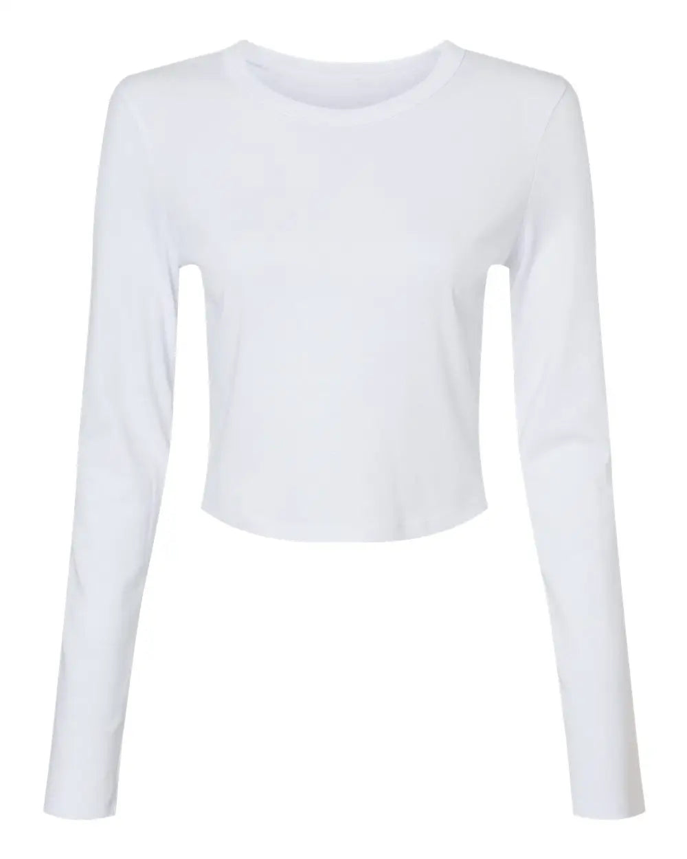 Bella + Canvas 1501 Women’s Micro Rib Long Sleeve Baby Tee - Solid White Blend - Xs