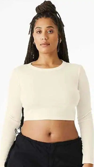 Bella + Canvas 1501 Women’s Micro Rib Long Sleeve Baby Tee Solid Natural Blend