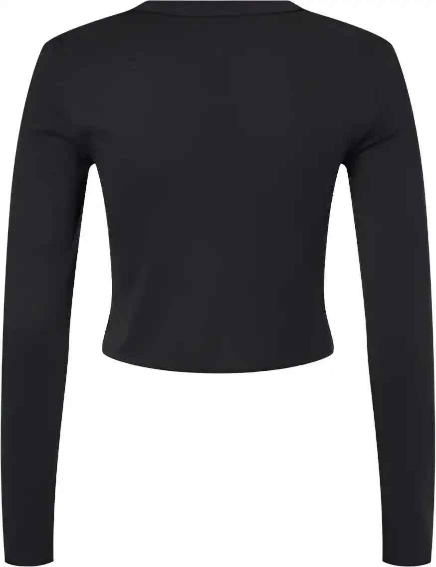 Bella + Canvas 1501 Women’s Micro Rib Long Sleeve Baby Tee Solid Black Blend