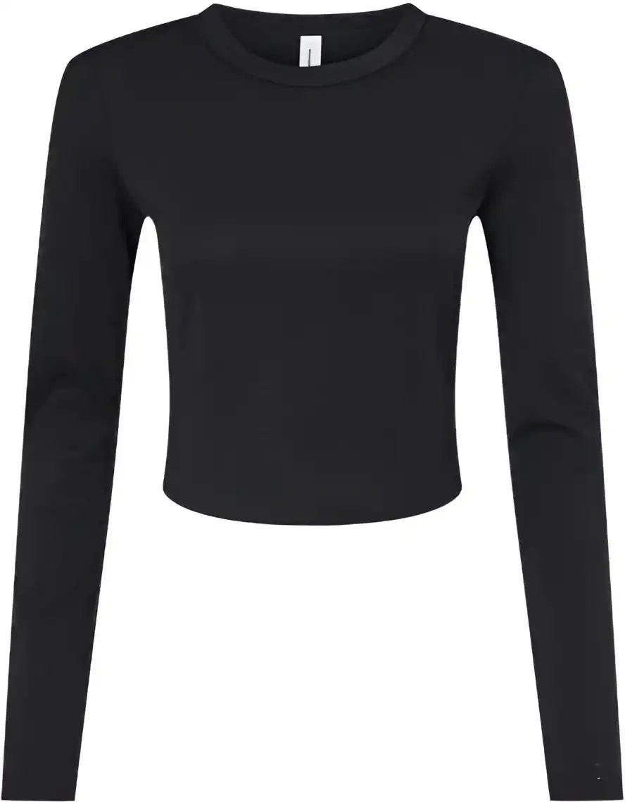 Bella + Canvas 1501 Women’s Micro Rib Long Sleeve Baby Tee Solid Black Blend
