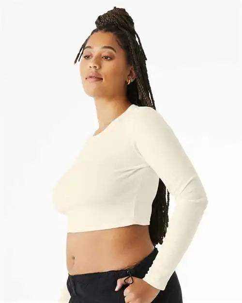 Bella + Canvas 1501 Women’s Micro Rib Long Sleeve Baby Tee - Solid Natural Blend