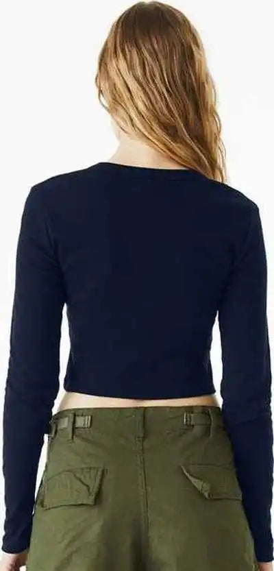 Bella + Canvas 1501 Women’s Micro Rib Long Sleeve Baby Tee Solid Navy Blend