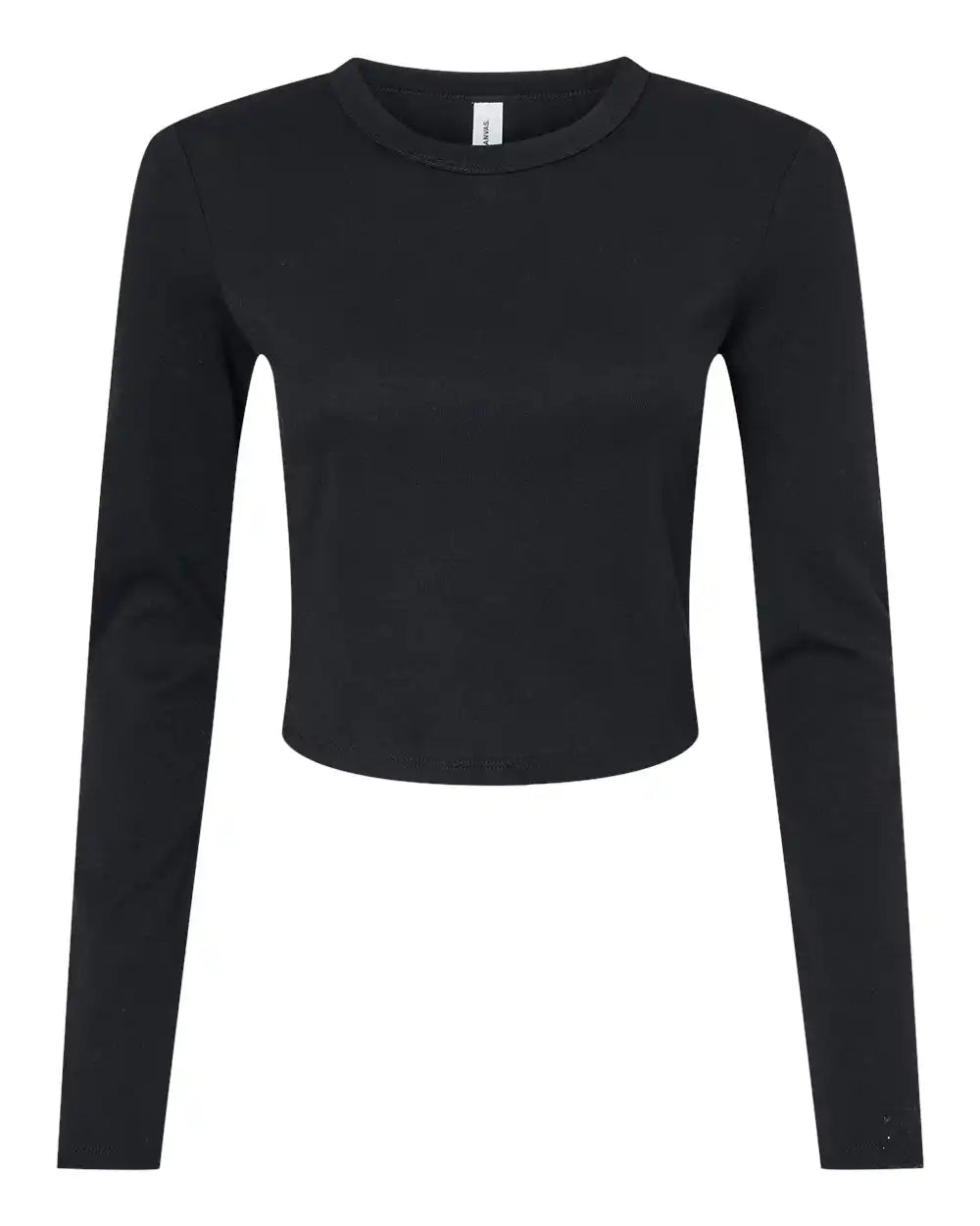 Bella + Canvas 1501 Women’s Micro Rib Long Sleeve Baby Tee - Solid Black Blend - Xs