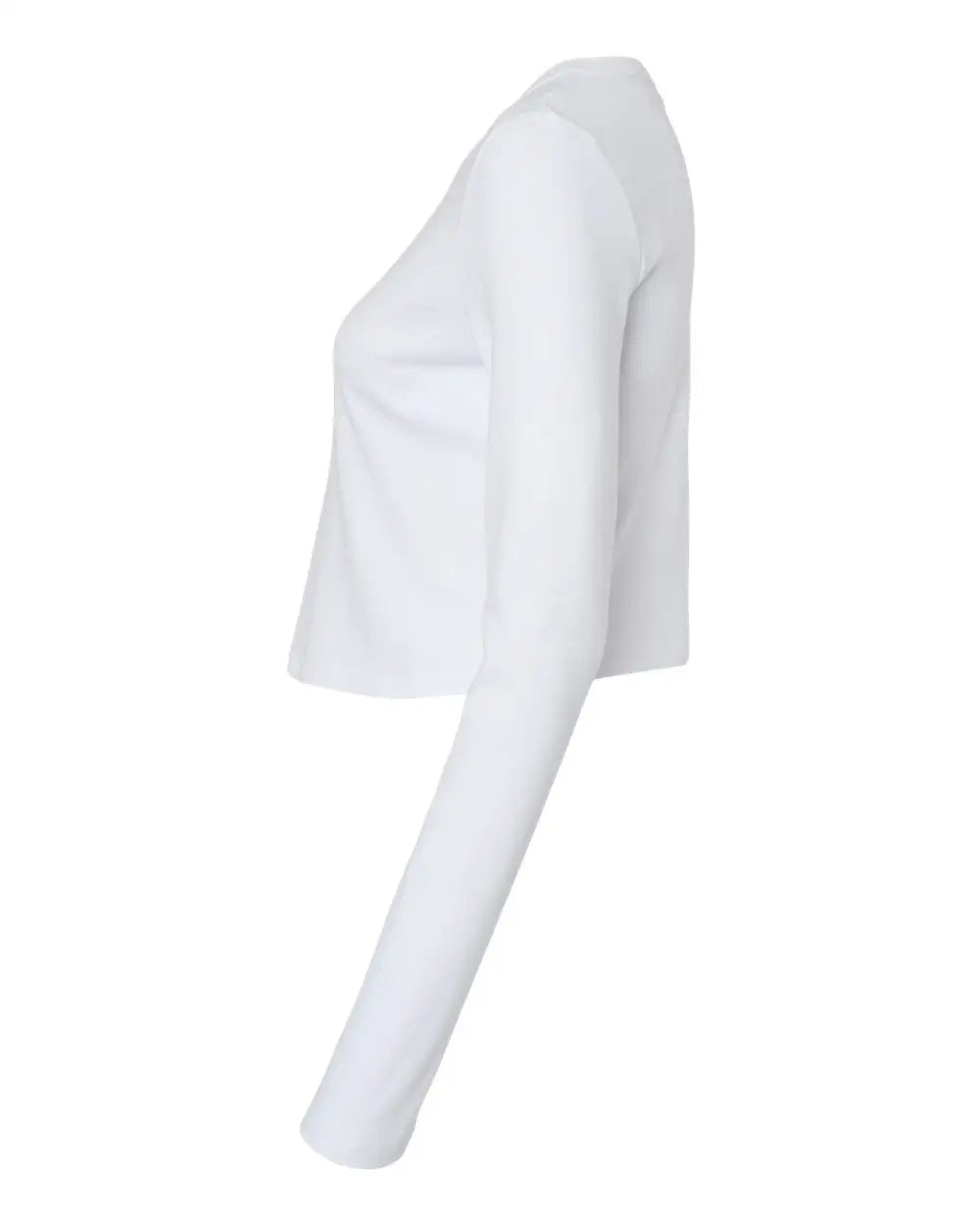 Bella + Canvas 1501 Women’s Micro Rib Long Sleeve Baby Tee - Solid White Blend