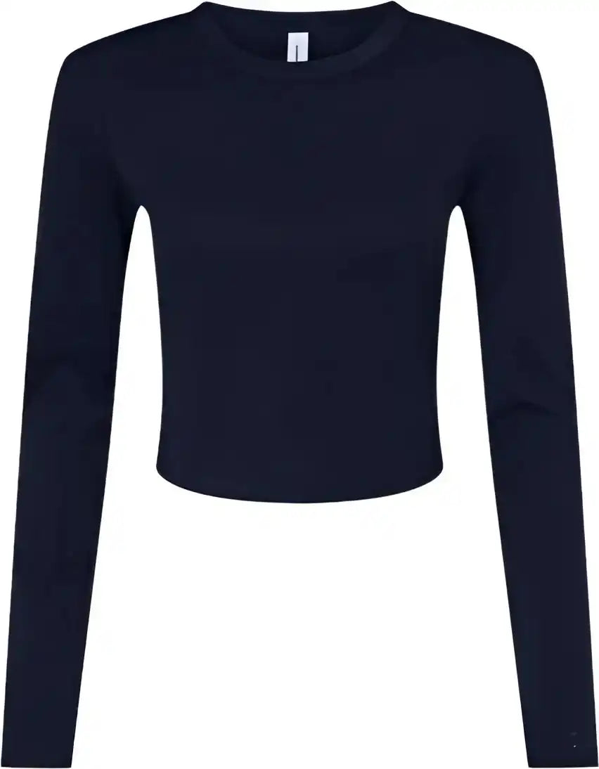Bella + Canvas 1501 Women’s Micro Rib Long Sleeve Baby Tee Solid Navy Blend