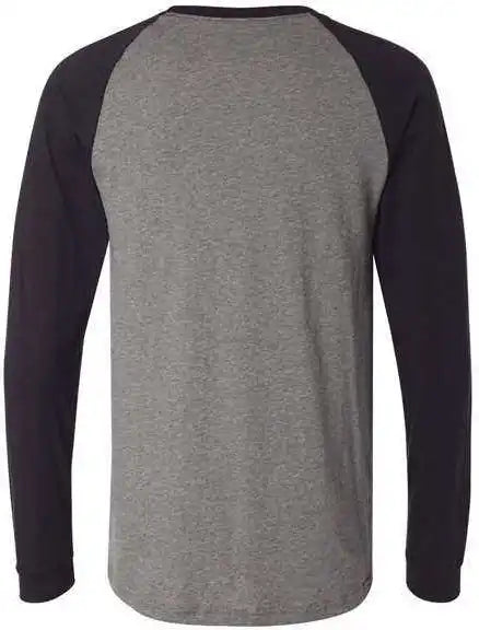 Bella + Canvas 3000 Long Sleeve Jersey Baseball Tee Deep Heather Black