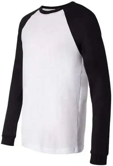 Bella + Canvas 3000 Long Sleeve Jersey Baseball Tee - White Black