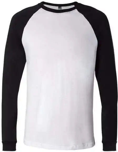Bella + Canvas 3000 Long Sleeve Jersey Baseball Tee - White Black