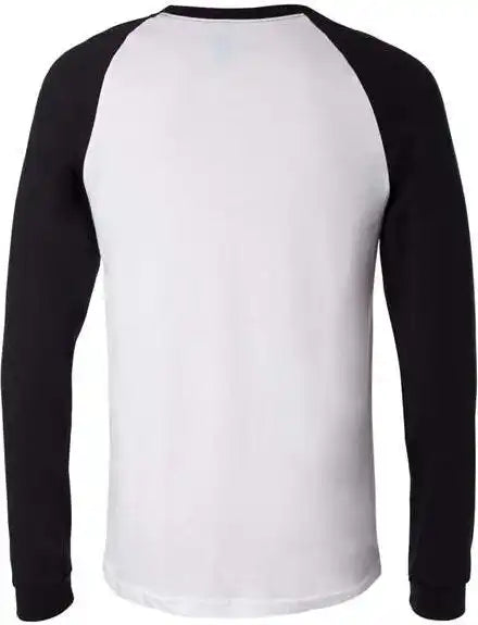 Bella + Canvas 3000 Long Sleeve Jersey Baseball Tee - White Black