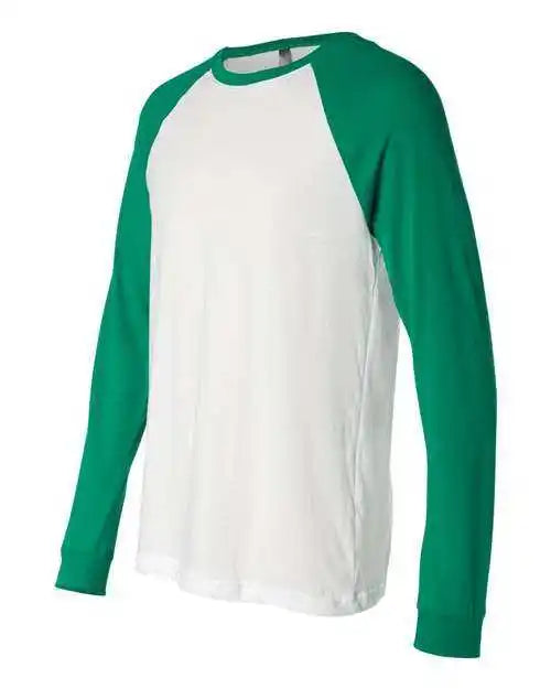 Bella + Canvas 3000 Long Sleeve Jersey Baseball Tee - White Kelly