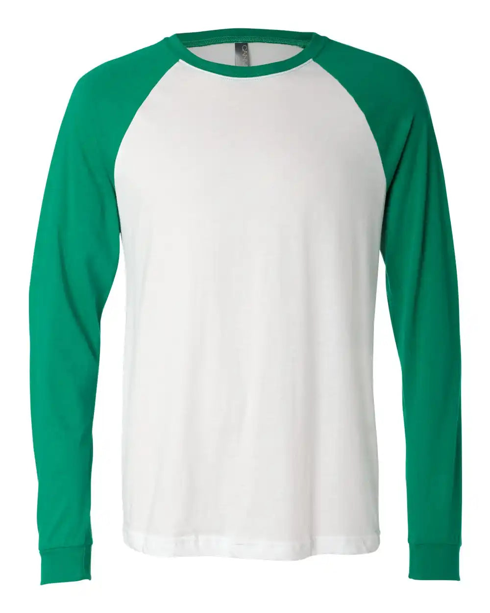 Bella + Canvas 3000 Long Sleeve Jersey Baseball Tee - White Kelly - White/ / s